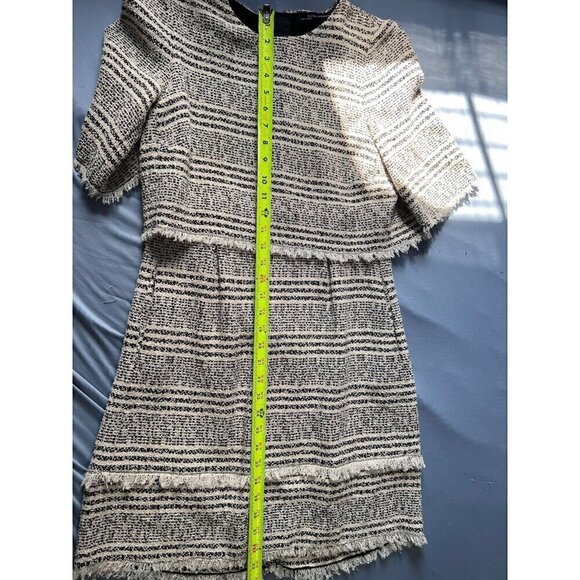 Zara Womens Black & White Striped Short-Sleeve Dress Small Tweed - Picture 5 of 13
